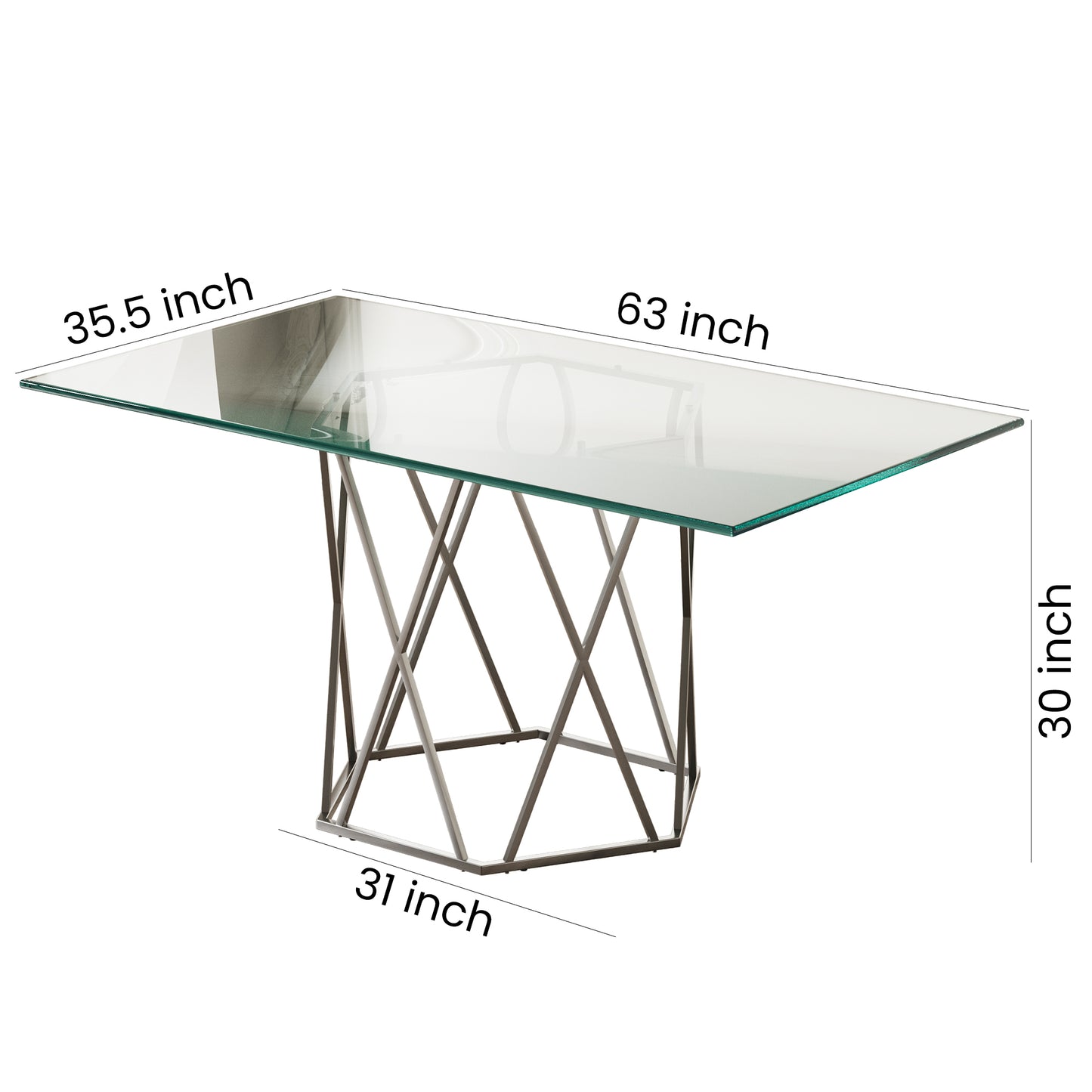 DT303 Modern Glass Top Rectangular Dining Table