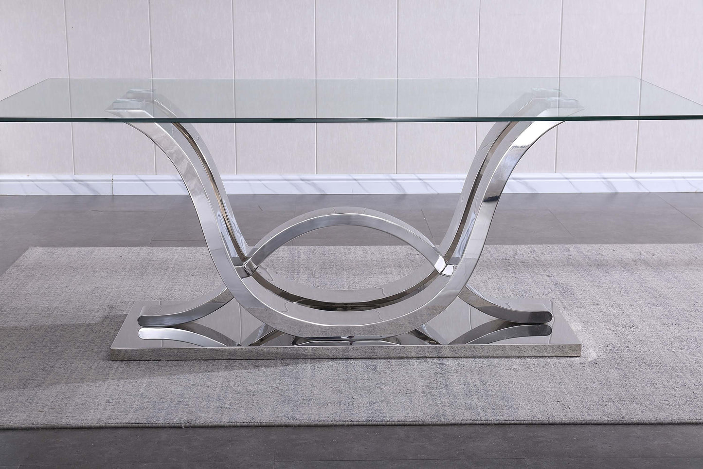 RDT315 Solid Marble/ Tempered Glass Top Rectangular Dining Table