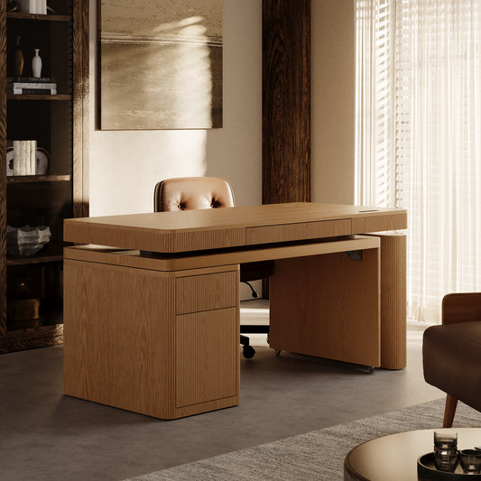 Electric Height Adjustable Standing Desk with 360° Rotating Side Table