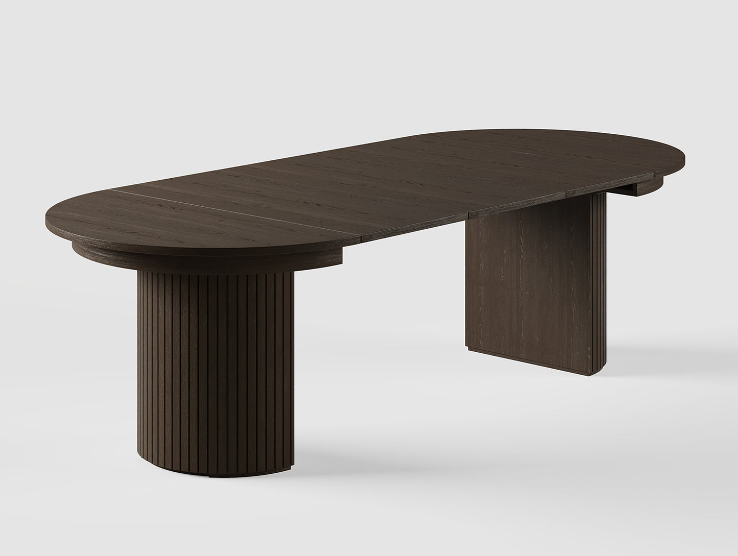 T001 OAK VENEER EXTENDABLE DINING TABLE & SET, DARK BROWN