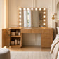 AH AXIOS HMOE Makeup Vanity Desk with Mirror and 3-Color Lights