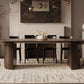 T001 OAK VENEER EXTENDABLE DINING TABLE & SET, DARK BROWN