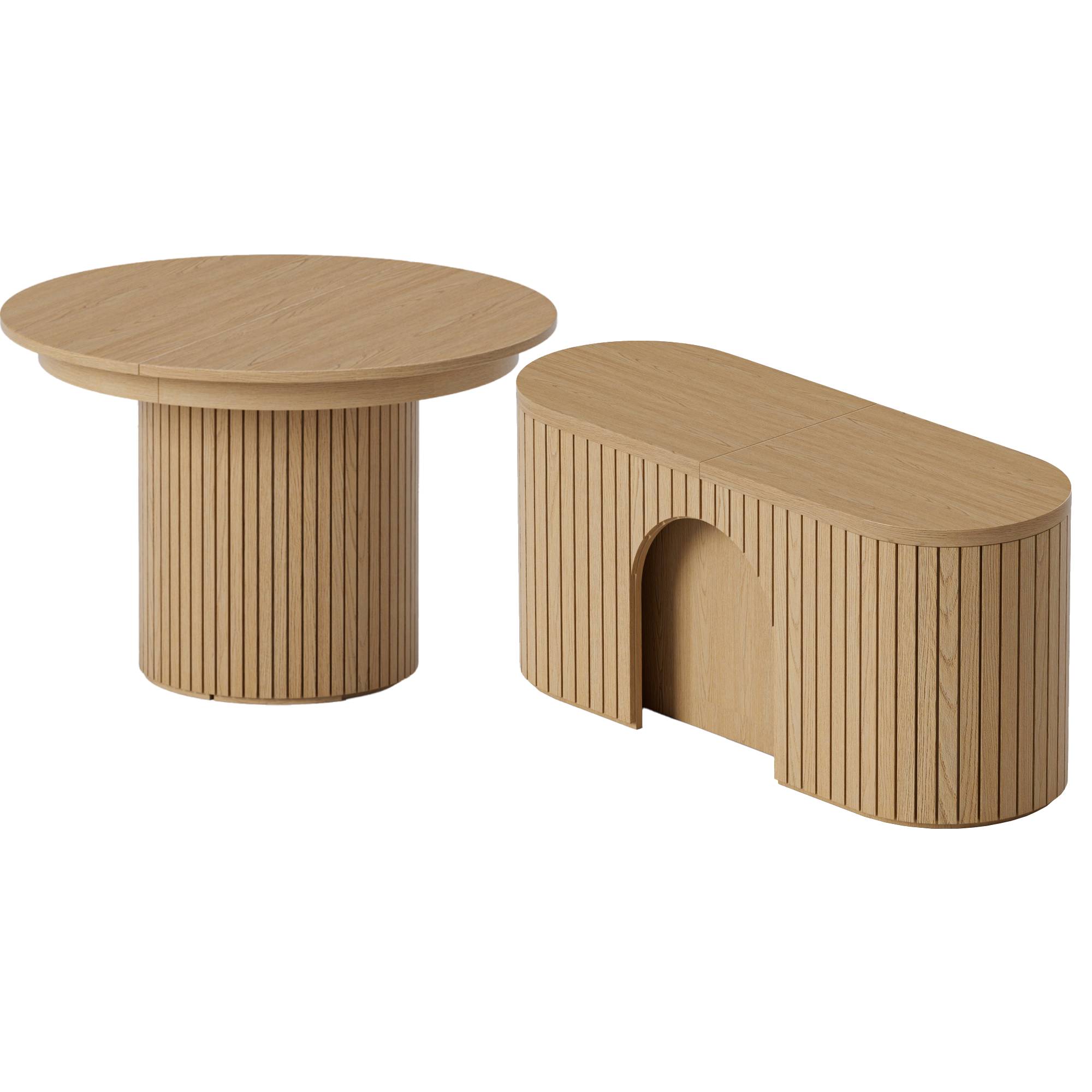 T001 OAK VENEER EXTENDABLE DINING TABLE & SET – Artisan Design