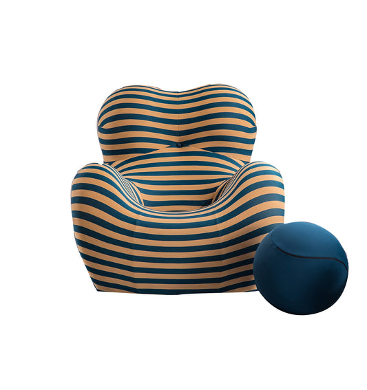 C610L Italian Designer Barrel Chair with Ottoman