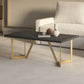 CT020 Modern Black Rectangular Coffee Table with Brushed Gold Base