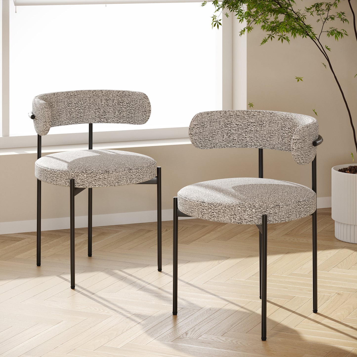 DC01 Stylish Granule Fabric Chairs Set of 2