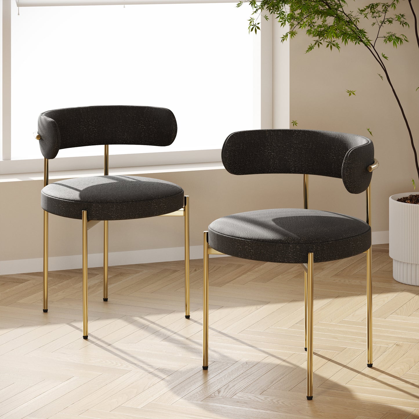 DC01 Stylish Granule Fabric Chairs Set of 2