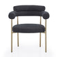 DC02 Set of 2 Granule Fabric Dining Chairs with Brushed Gold/ Black Base