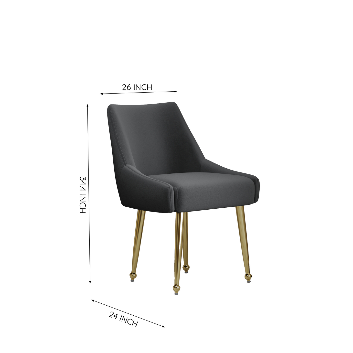 DC58 Set of 2 Elegant Dining Chair with Gold Finish Base