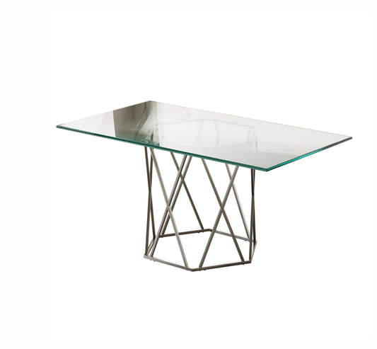 DT303 Modern Glass Top Rectangular Dining Table