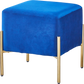 G02 Square Velvet Ottoman with Gold Stainless Steel Legs