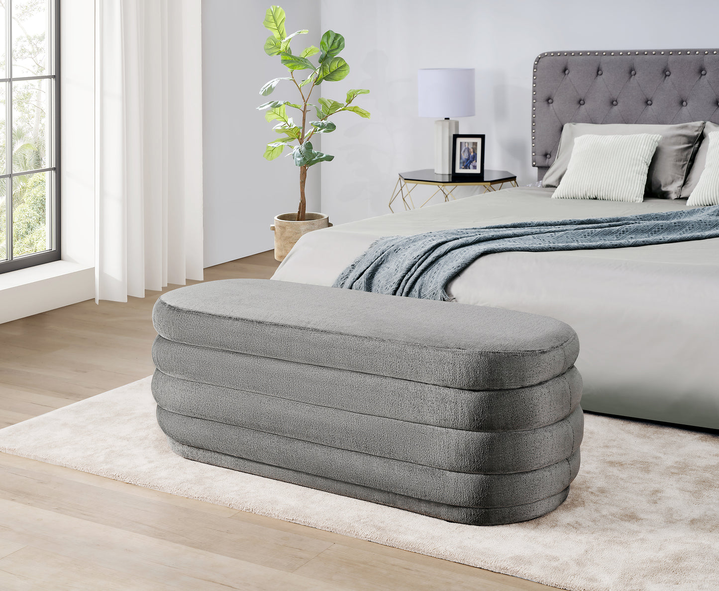 G61 Fabric Storage Bench with Plastic Legs