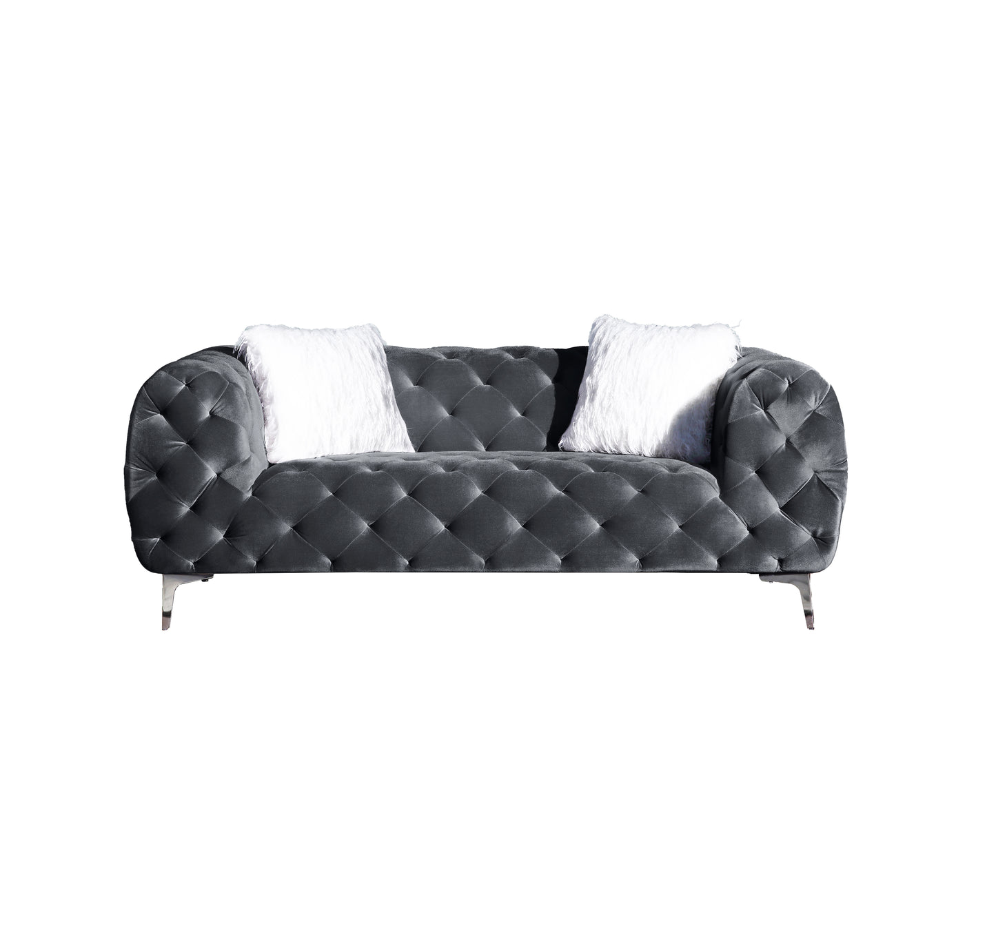 8037 Modern Velvet Loveseat/ Sofa with Wood Frame and Metal Legs