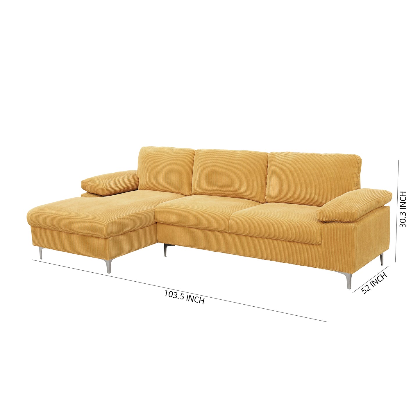 LSEC8036 Corduroy Left Corner Sectional Sofa
