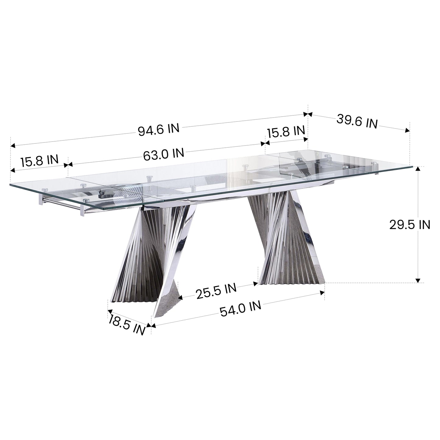 RDT207 Extendable Dining Table with Marble Tempered Glass Top