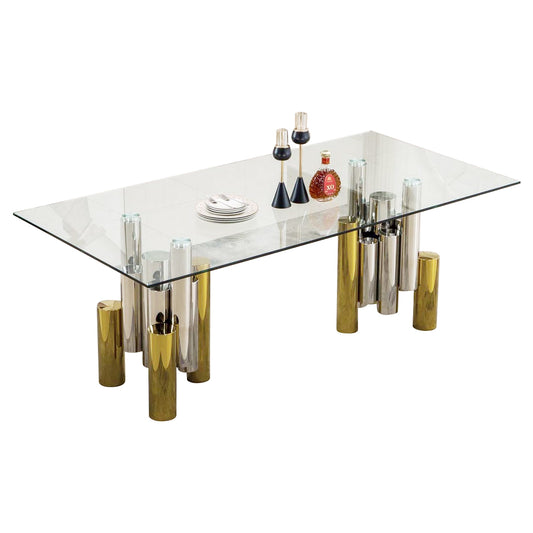 RDT210SG Rectangular Dining Table with 12mm Clear Tempered Glass