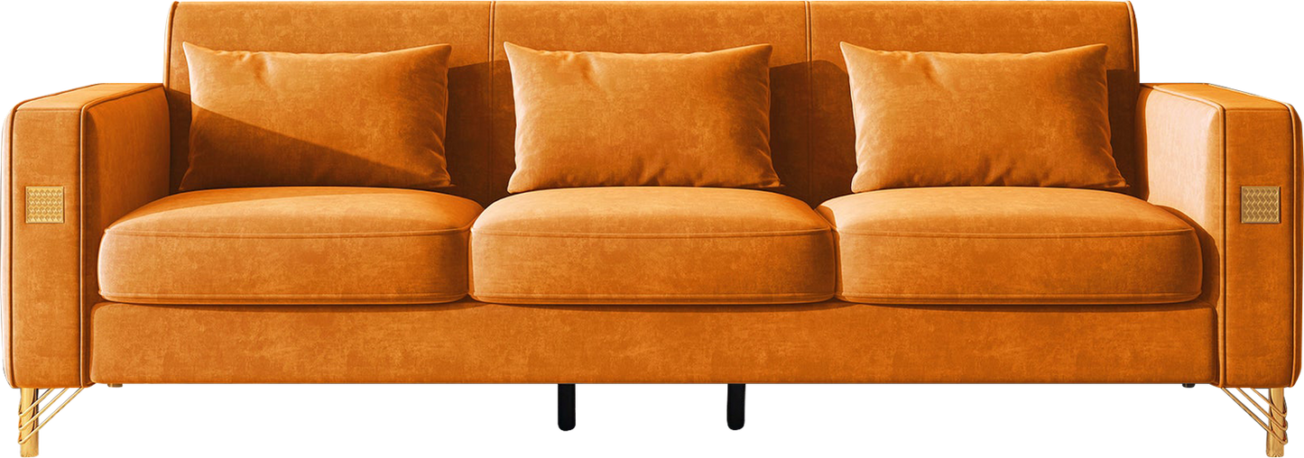 8043 Velvet Loveseat/Sofa with Gold Metal Legs