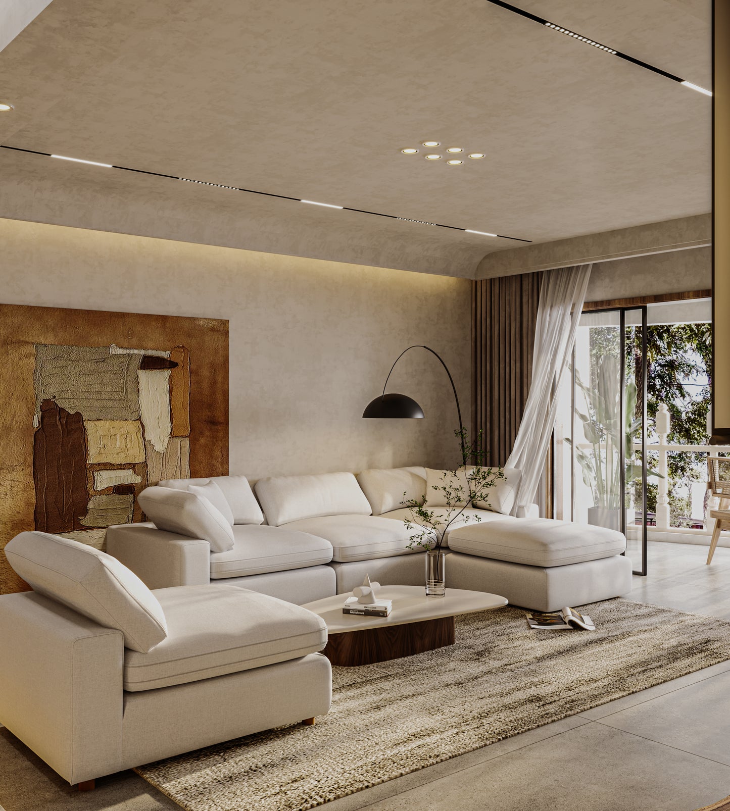 SEC8061-8063 Modular Sofa - Versatile DIY Set with Linen, Viscose, and Polyester Upholstery