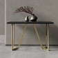 ST020 Black Rectangular Top Console Table with Brushed Gold Base