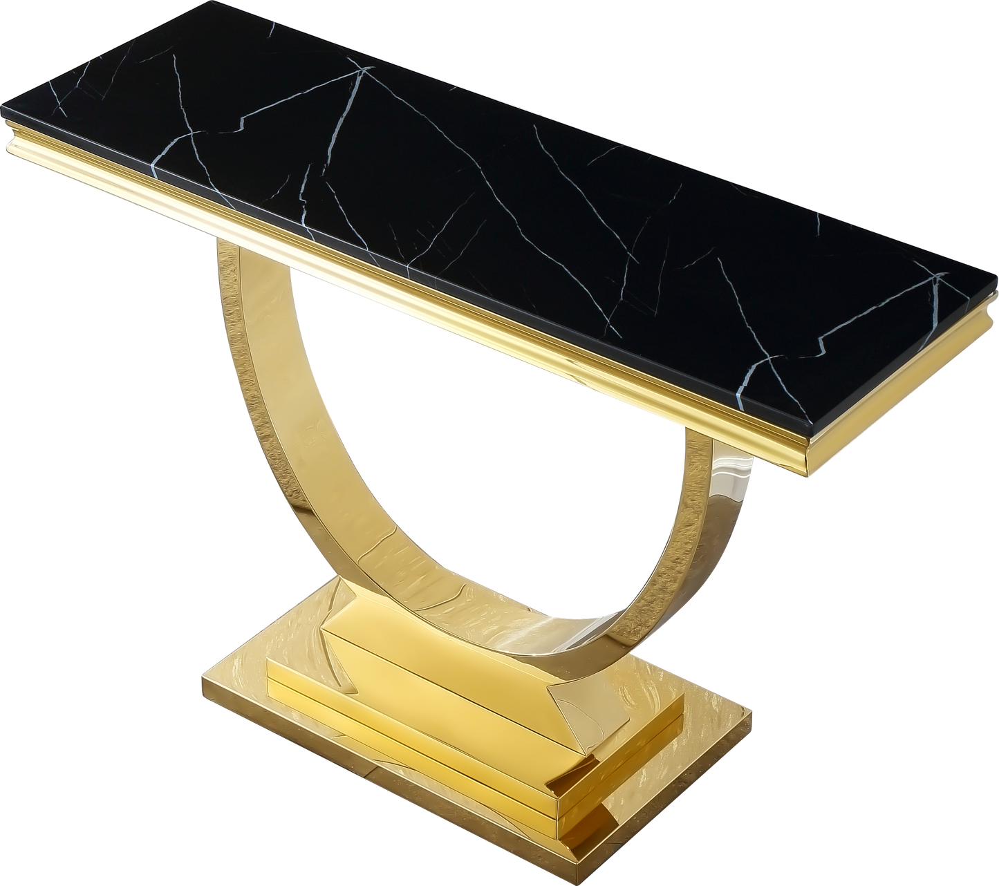 ST316 Black Marble Console Table with Gold Finish