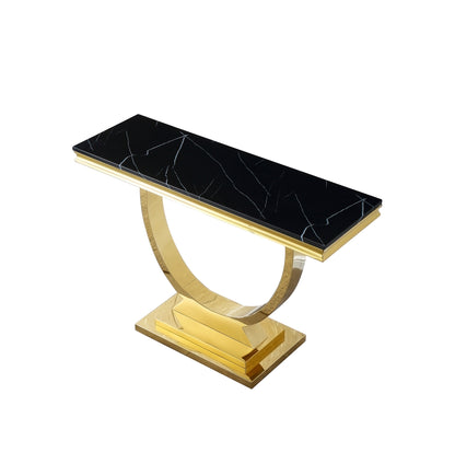 ST316 Black Marble Console Table with Gold Finish
