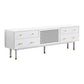 TV005 Modern White Lacquer TV Stand with Wooden Legs