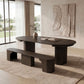 T001 OAK VENEER EXTENDABLE DINING TABLE & SET, DARK BROWN