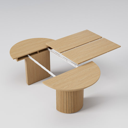 T001 OAK VENEER EXTENDABLE DINING TABLE & SET