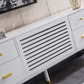 TV005 Modern White Lacquer TV Stand with Wooden Legs