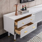 TV005 Modern White Lacquer TV Stand with Wooden Legs
