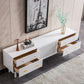 TV005 Modern White Lacquer TV Stand with Wooden Legs