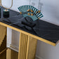 ST311 Solid Marble Console Table with Gold Finish Base