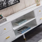 TV005 Modern White Lacquer TV Stand with Wooden Legs