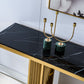 ST311 Solid Marble Console Table with Gold Finish Base