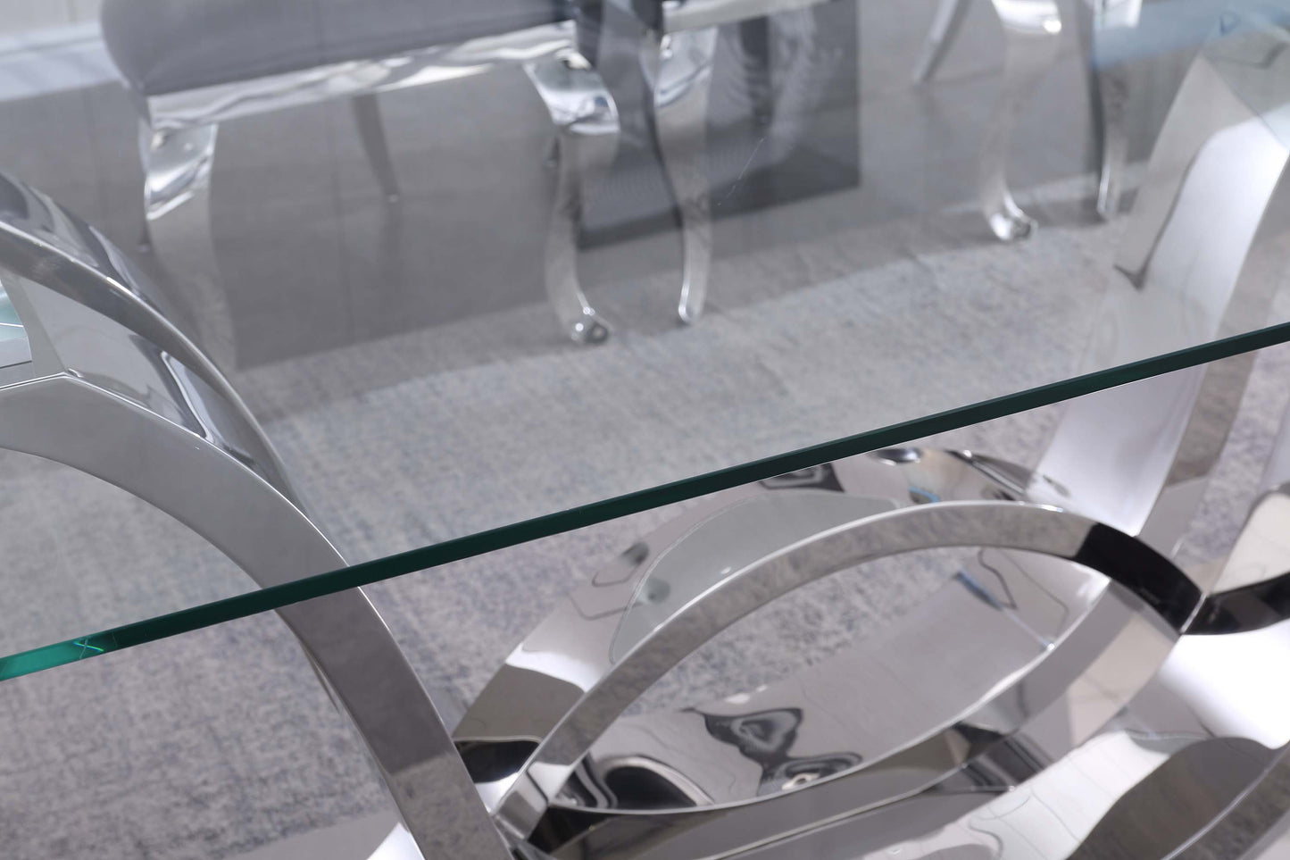 RDT315 Solid Marble/ Tempered Glass Top Rectangular Dining Table