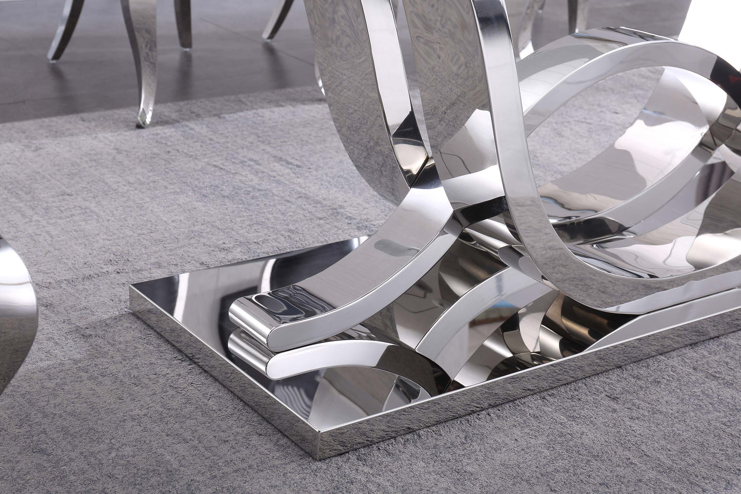 RDT315 Solid Marble/ Tempered Glass Top Rectangular Dining Table