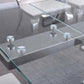 RDT206 Extendable Dining Table with 12mm Tempered Glass Top, Stainless Steel Base