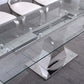 RDT206 Extendable Dining Table with 12mm Tempered Glass Top, Stainless Steel Base