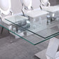 RDT206 Extendable Dining Table with 12mm Tempered Glass Top, Stainless Steel Base