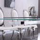 RDT206 Extendable Dining Table with 12mm Tempered Glass Top, Stainless Steel Base