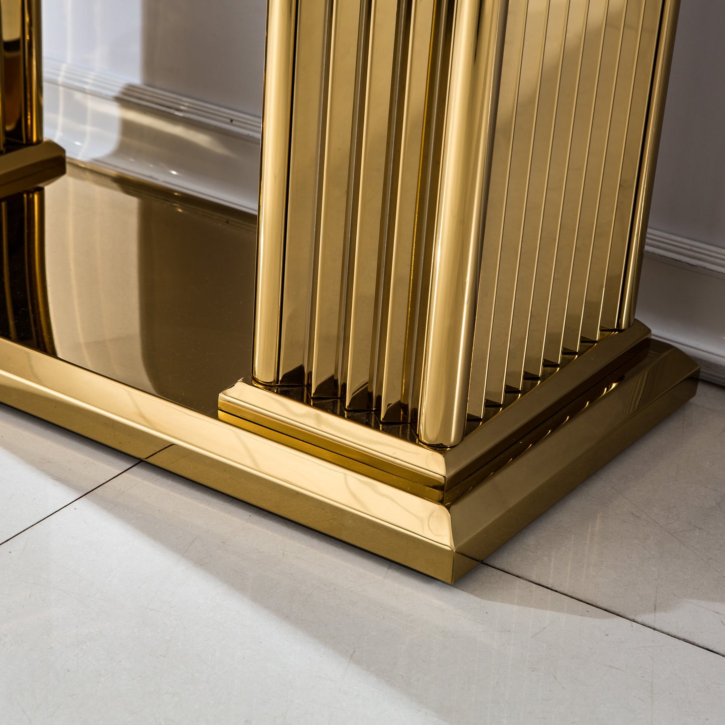 ST311 Solid Marble Console Table with Gold Finish Base