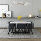 800 Modern 7-Piece Dining Table Set with White Marble Top and Leatherette/Fabric Chairs