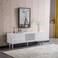 TV005 Modern White Lacquer TV Stand with Wooden Legs