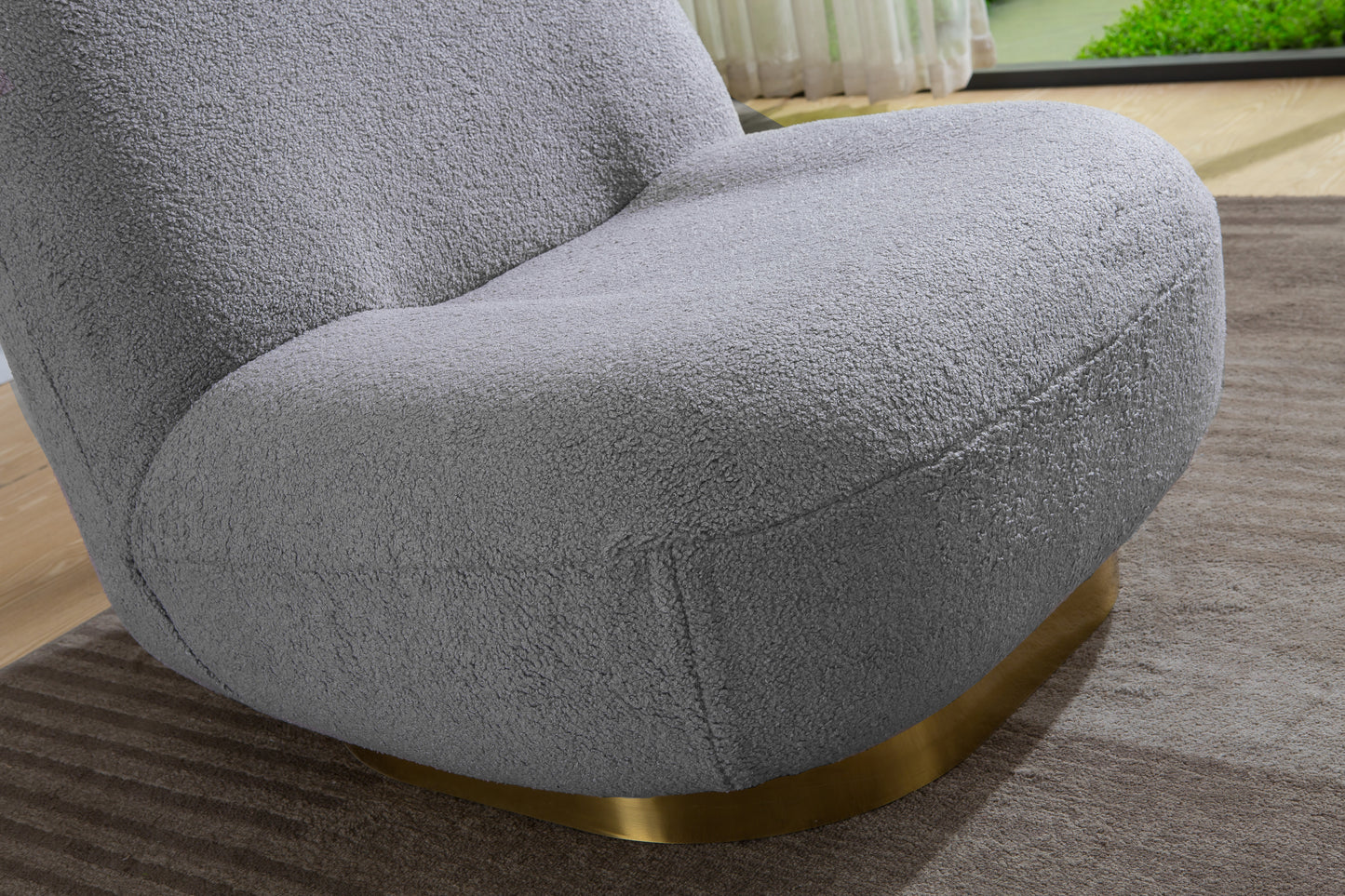 C601 Designer Boucle Swivel Barrel Chair