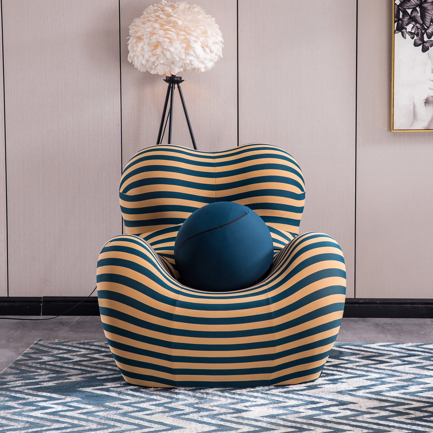 C610L Italian Designer Barrel Chair with Ottoman