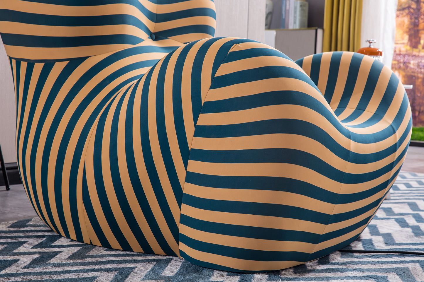 C610L Italian Designer Barrel Chair with Ottoman