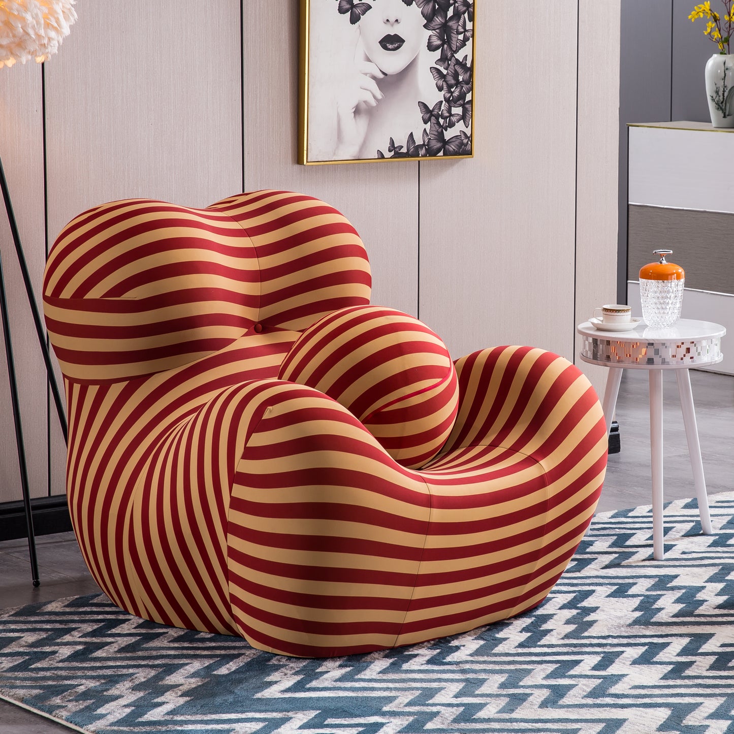 C610L Italian Designer Barrel Chair with Ottoman