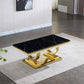 CT316 Classic Black Marble Coffee Table with Gold Base