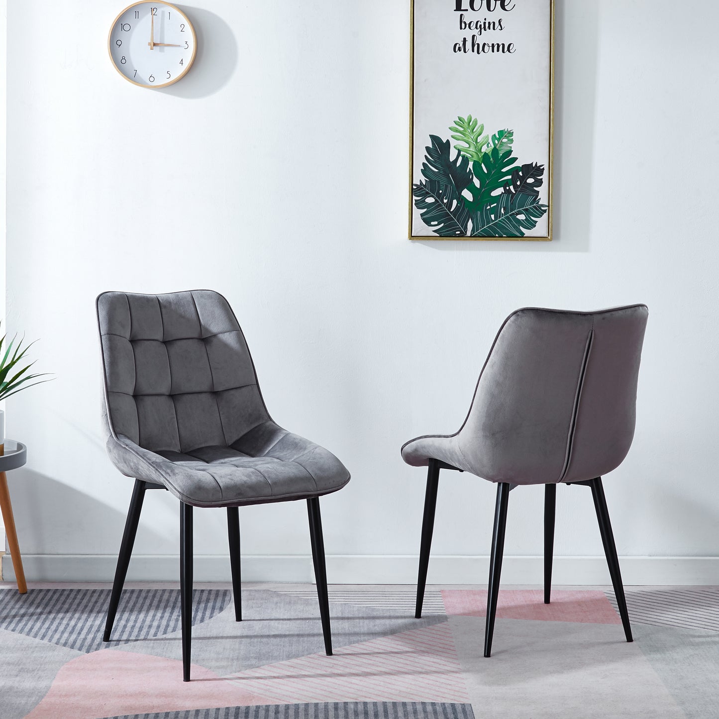DC215 Set of 4 Leatherette/ Fabric Modern Dining Chairs