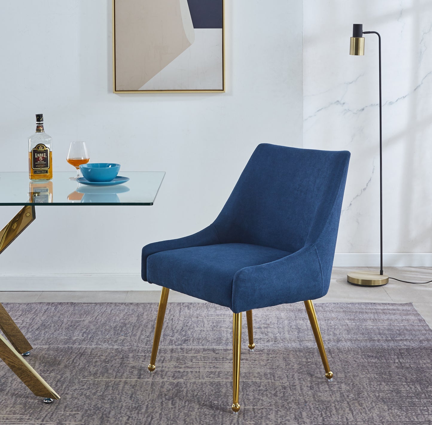 DC58 Set of 2 Elegant Dining Chair with Gold Finish Base